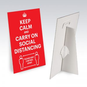 desktop sign social distacing